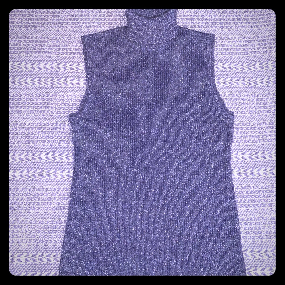 Sparkly Ribbed Sleeveless Turtleneck